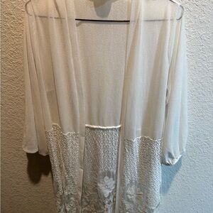 Sheer White Lace Kimono Cardigan